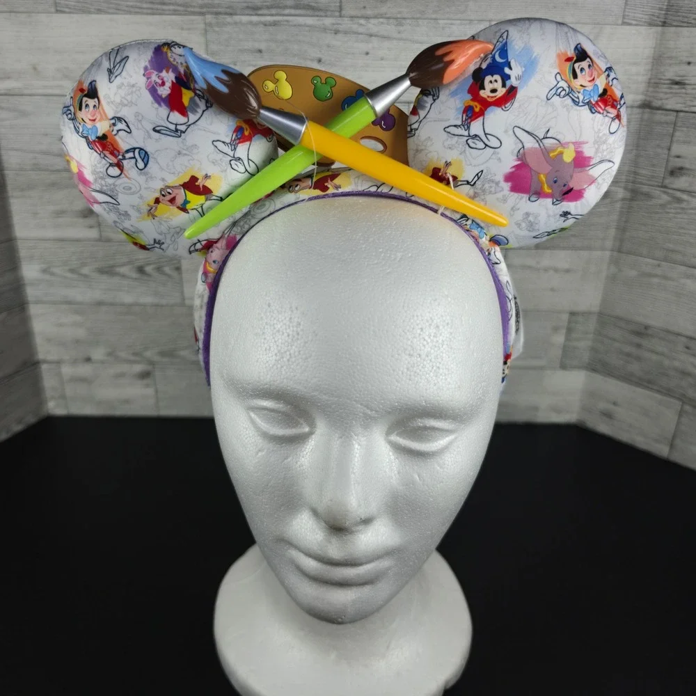 Disney Parks Artist Series Minnie Mouse Ear Headband Palette Paintbrush NWT